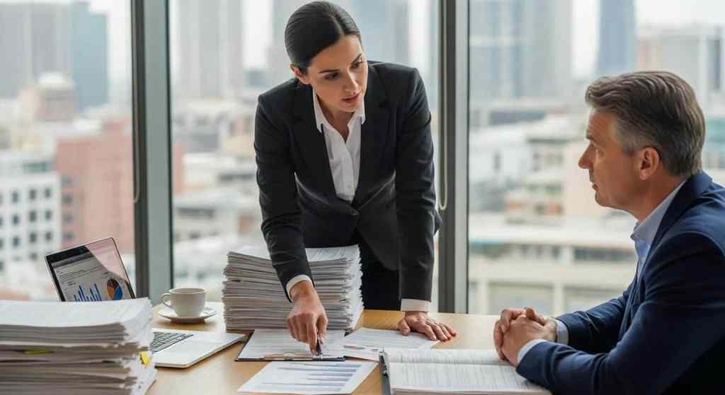 Tax professional advising a client during audit preparation